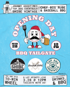 Join us with Chef Big Rube & Baseball BBQ, Johnny Goodtimes & Shibe Vintage for an Opening Day tailgate! Find us in the G lot next to Xfinity Live at 12pm!
